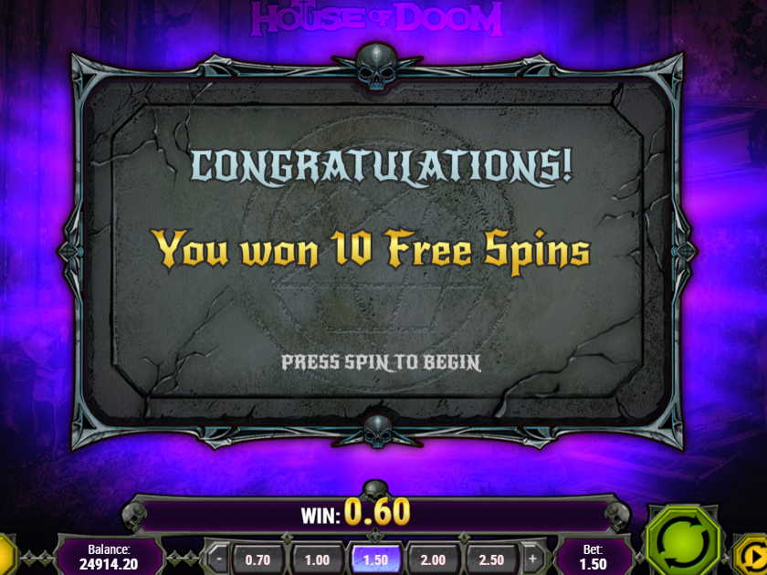 Фри-спины в слоте House of Doom